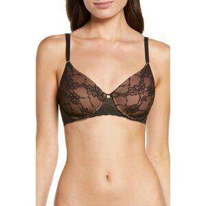 Natori  Bliss Allure Lace Contour Underwire Bra  Size 32DDD, Black